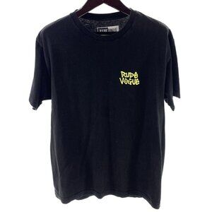 RUDE VOGUE T-shirt L Large Black 100% Cotton Spellout